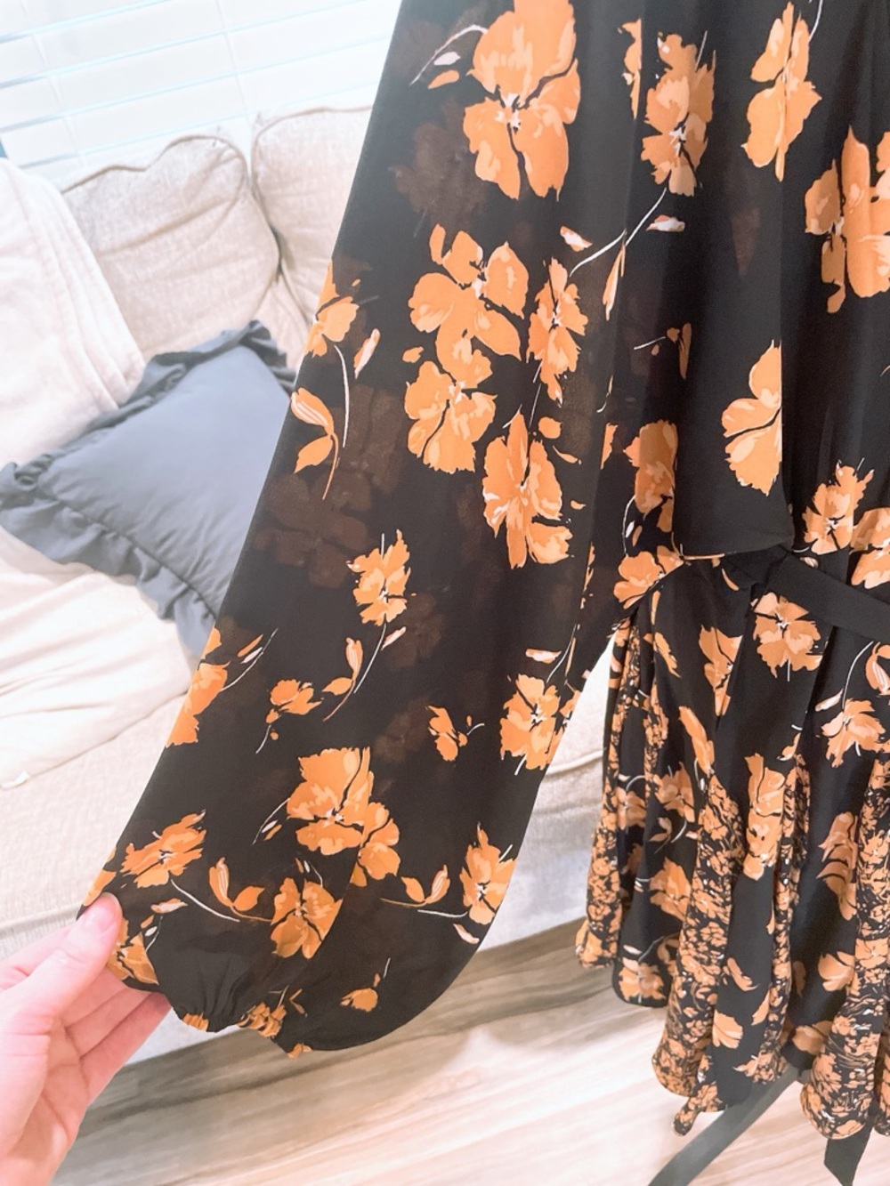 Mittoshop Orange and Black Floral Mini Dress Size M - Picture 4 of 10